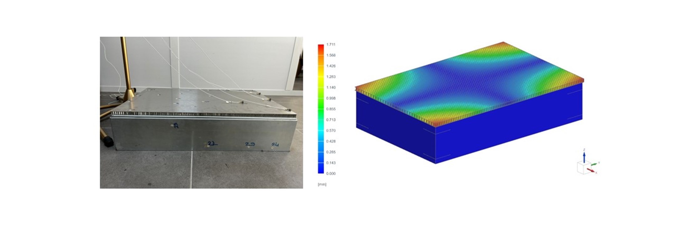 Modal analysis of a honeycomb panel